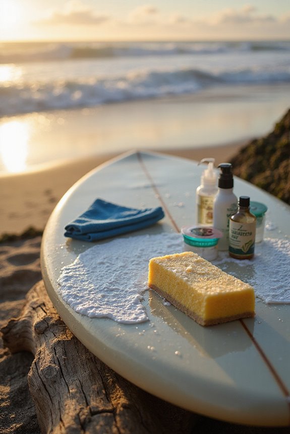 routine surfboard cleaning process